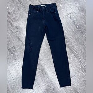 KanCan Black Denim Jeans distressed raw hem size 3/25